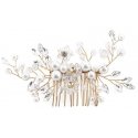 Beautiful gold-plated hair combs with zircons and pearls