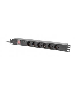 Lanberg PDU-06F-0200-BK power distribution unit (PDU) 6 AC outlet(s) 1U Black