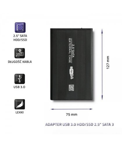 Qoltec 51861 välise kõvaketta korpus HDD / SSD 2,5 "SATA3 | USB 3.0 | Must – 3