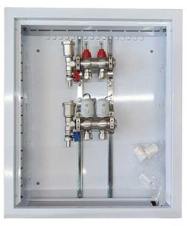Hismart Grindinio apkures kolektors 2 kontūriem ar termiskajiem piedziņām NC AC230V un debetmēriem