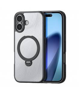 Dux Ducis Aimo Mag -kotelo magneettirenkaalla ja jalustalla iPhone 17:lle - Musta