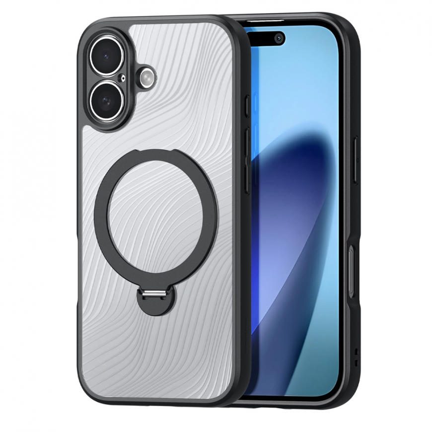 Dux Ducis Aimo Mag korpus magnetilise rõnga ja alusega iPhone 17 jaoks - Must