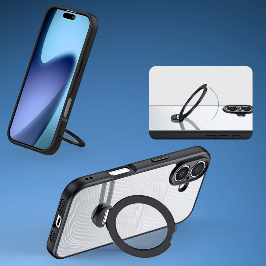 Dux Ducis Aimo Mag Case with Magnetic Ring and Stand for iPhone 17 - Black – 4