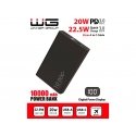 WG - Power Bank 10000 mAh, USB-C PD 20W + USB-A 22.5W, musta