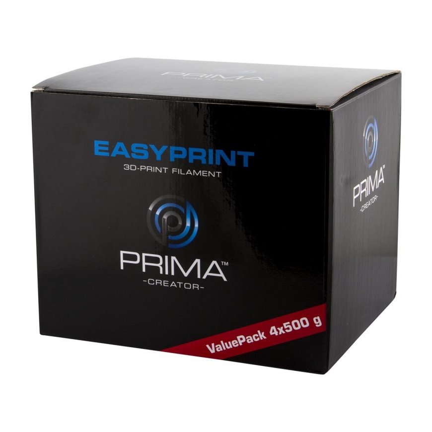 PrimaCreator EasyPrint PLA Value Pack Standard – 1.75mm – 4 x 500g (total 2kg) – white, black, red, blue – 2