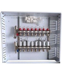 Hismart Grindinio heating collector 8 circuits with thermal drives NC AC230V and flow meters