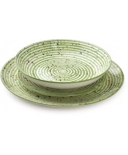Lumarko Affek Design STRIPES Green 18-piece dinner set. Bowls 27/19/20 cm, 550 ml