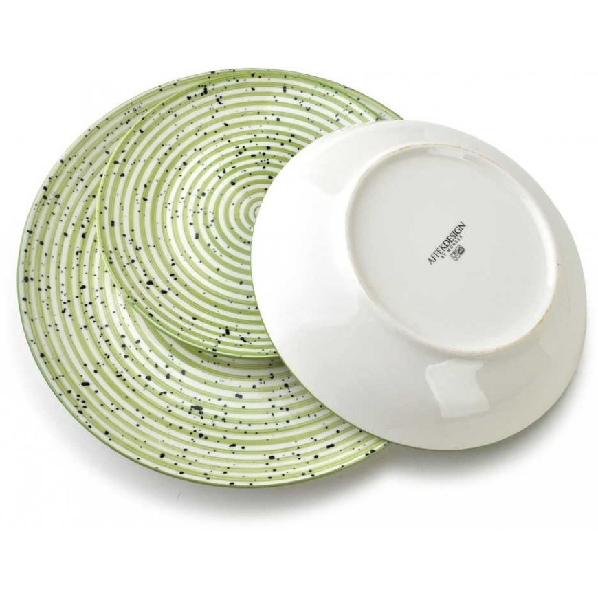 Lumarko Affek Design STRIPES Green 18-piece dinner set. Bowls 27/19/20 cm, 550 ml – 3