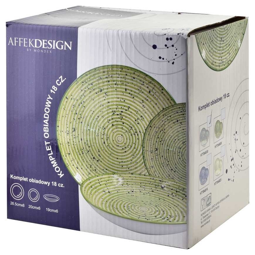 Lumarko Affek Design STRIPES Vihreä ruokailusarja 18 osaa. 27/19/20 cm kulhot, 550 ml – 4
