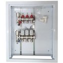 Hismart Grindinio šildymo kolektorius 3 kontūrų su terminėmis pavaromis NC AC230V ir debitomačiais