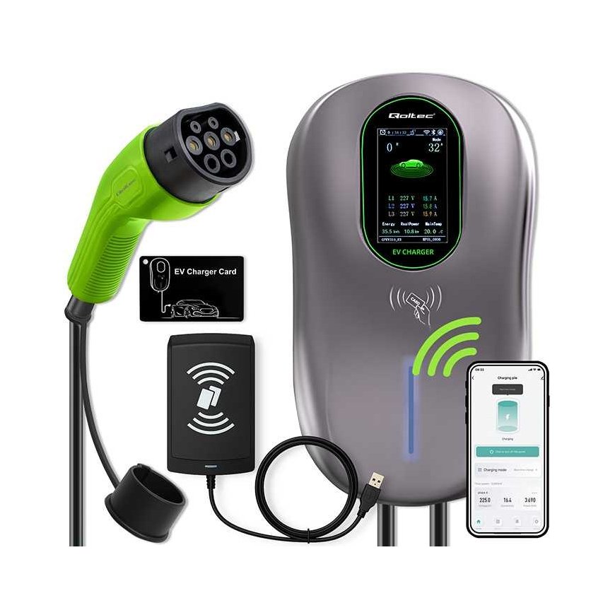 Qoltec EV uzlādes stacija 2in1 Tips2