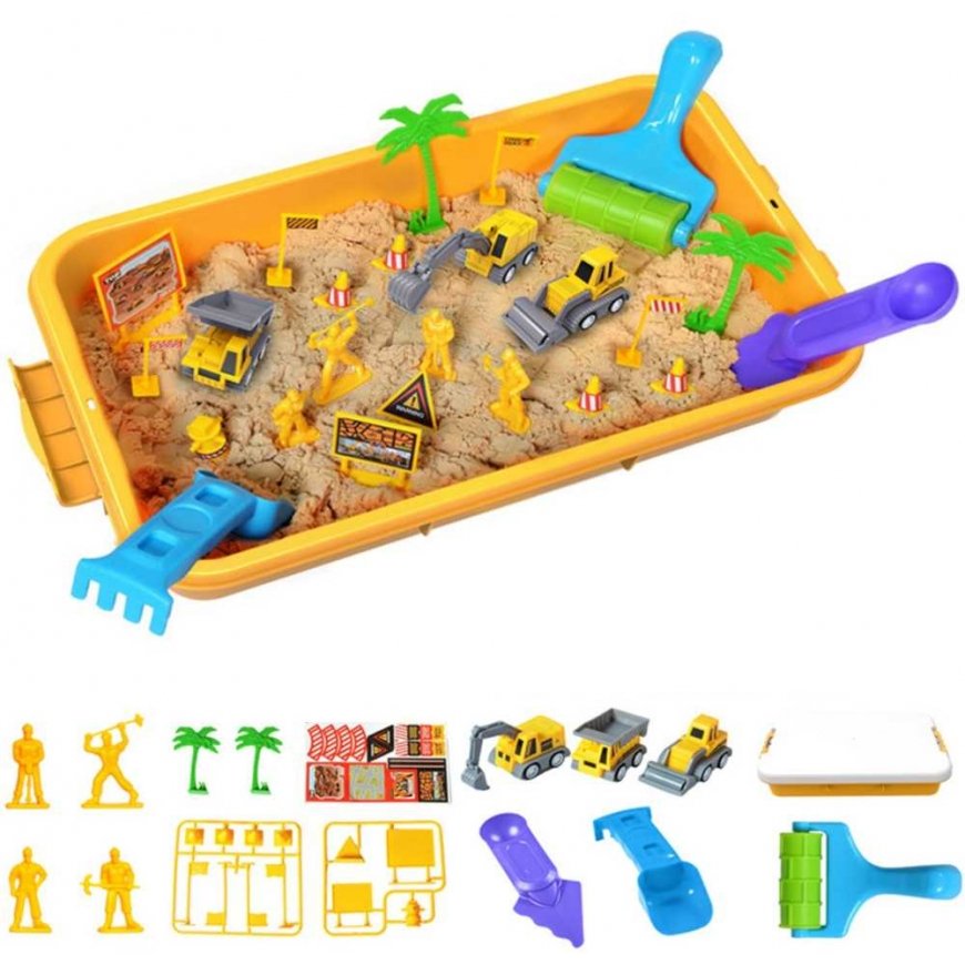 WOOPIE kinetic sand 1.5kg XXL Set Construction Site Table with Shapes and Vehicles – 2