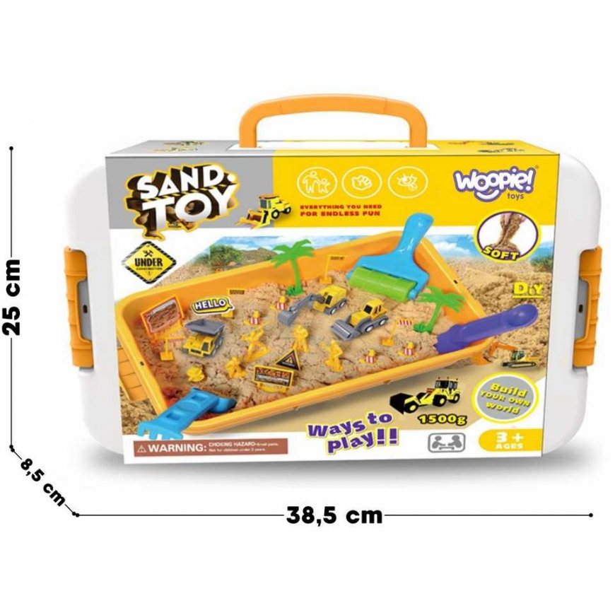 WOOPIE kinetic sand 1.5kg XXL Set Construction Site Table with Shapes and Vehicles – 3