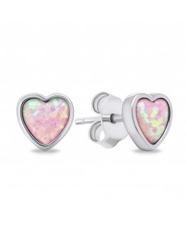 Brilio Silver Brilio Delicate Silver Earrings Heart with Synthetic Opals EA610WP