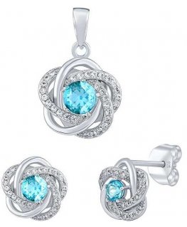 Silvego Sudraba rotaslietu komplekts ROSALYN ar īstu Topaz Swiss un Brilliance Zirconia JJJS0088TS (auskari, kulons)