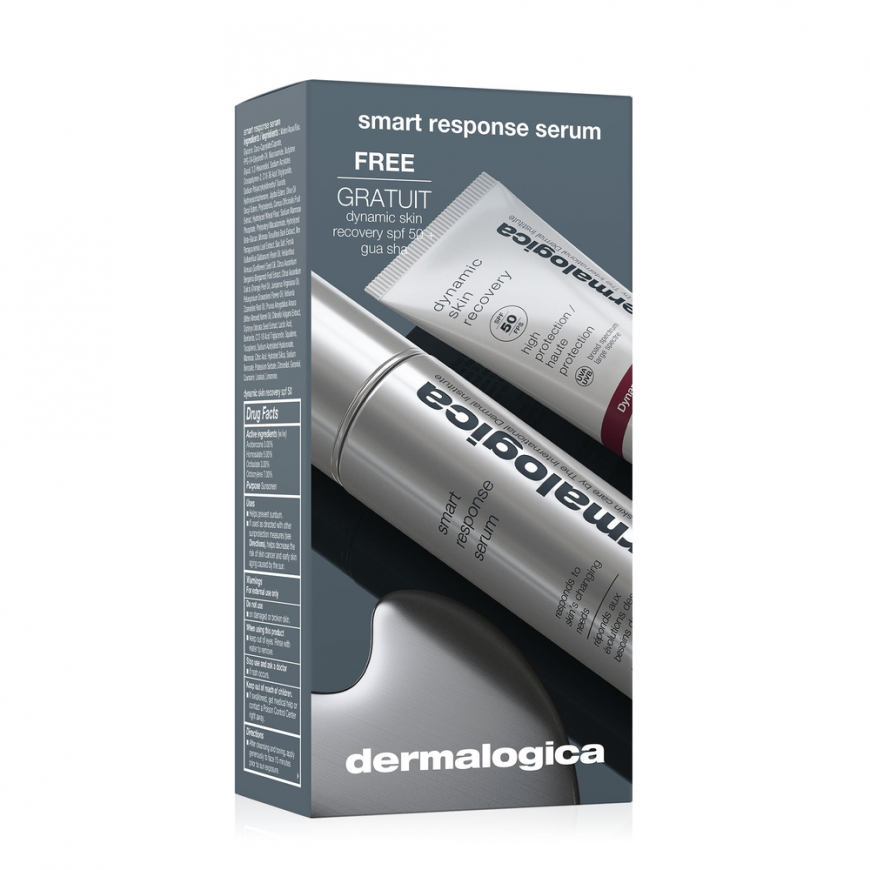 Set Dermalogica: Nutikas vastus, parabeenivaba, silub ja pinguldab ning niisutab, päevaseerum, näole, 30 ml + Dünaamiline nahk, 