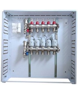 Hismart Grindinio heating collector 5 circuits with thermal drives NC AC230V and flow meters