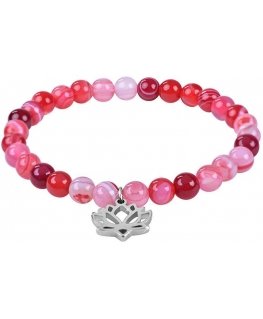 Bracelet decorated with Rose Quartz beads and a lotus flower
