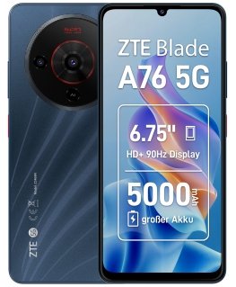 ZTE Blade A76 5G 17.1 cm (6.75") Dual SIM USB Type-C 6 GB 128 GB 5000 mAh Black