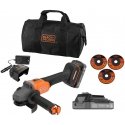 Black & Decker cordless angle grinder 115mm, POWERCONNECT 18V, 2x2.0Ah, Black & Decker [BCG6L8D2S-QW]