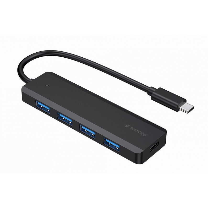 Gembird UHB-CM-U3P4P-01 хаб-разветвитель USB 3.2 Gen 1 (3.1 Gen 1) Type-C Черный