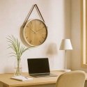 SIENINIS CLOCK, White METAL FRAME WITH BROWN PU HANDLE. SIZE: 38 X 5 CM DIAMETER. EACH CLOCK SIENINIS CLOCK, White METAL FRAME WITH BROWN PU HANDLE. SIZE: 38 X 5 CM DIAMETER. EACH CLOCK