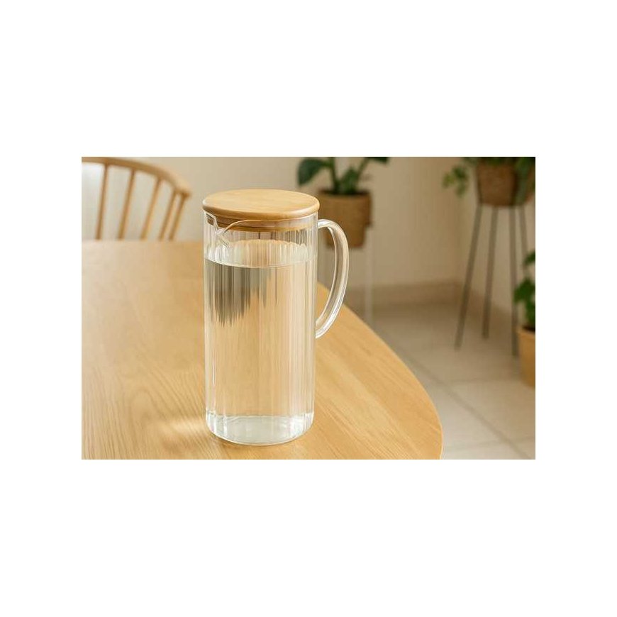 ASOTIS, BOROSILICATE GLASS WITH BAMBOO LID AND SILICONE RING, SIZE: DIA 100XH22 – 2