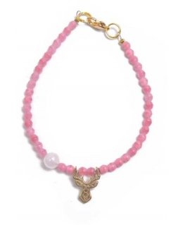Deers Rožinė beaded mini bracelet with rose quartz