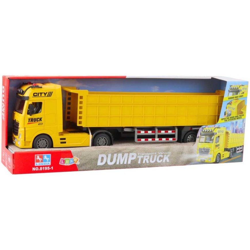Lean Toys Keltainen kuljetusauto perävaunulla 58x10x16 cm – 5
