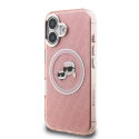 Karl Lagerfeld IML K&CH Galvos Pakartotinė Logo MagSafe dėklas Apple iPhone 16 rožinės spalvos Karl Lagerfeld IML K&CH Galvos Pakartotinė Logo MagSafe dėklas Apple iPhone 16 rožinės spalvos