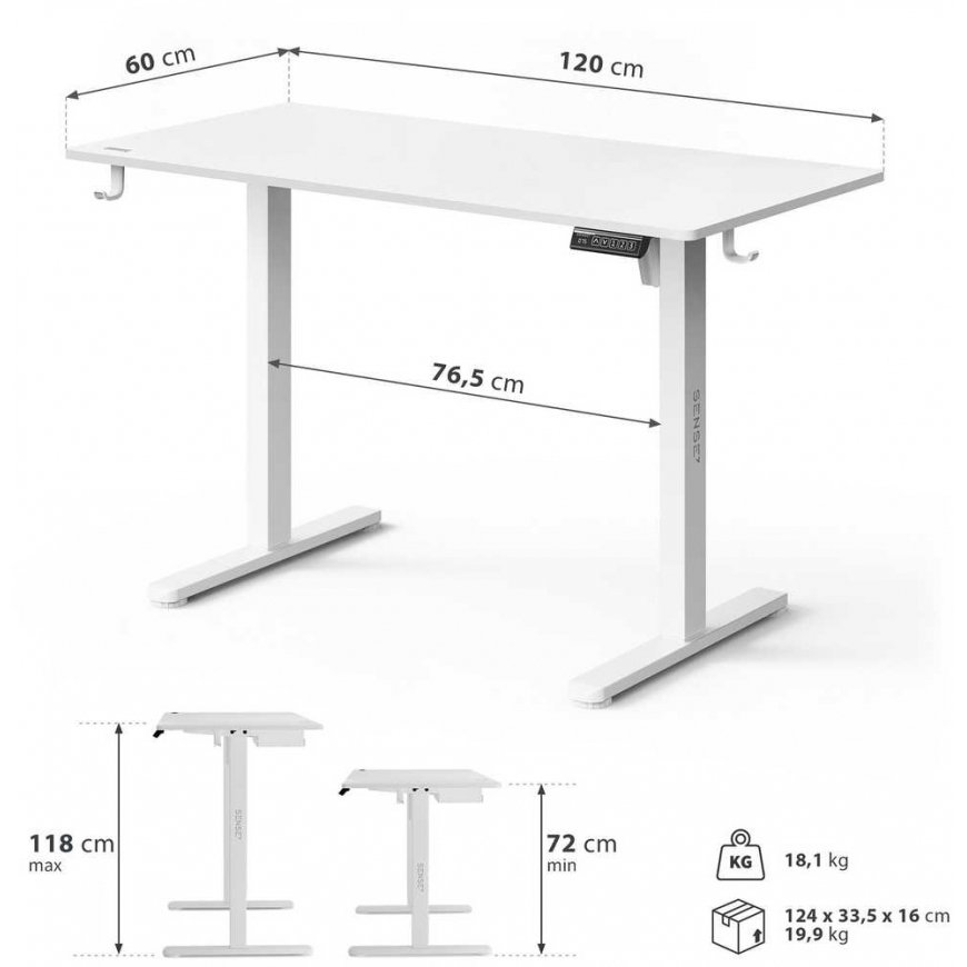Biurko SENSE7 NOJO LIGHT Balta 120 cmx60 cm – 2