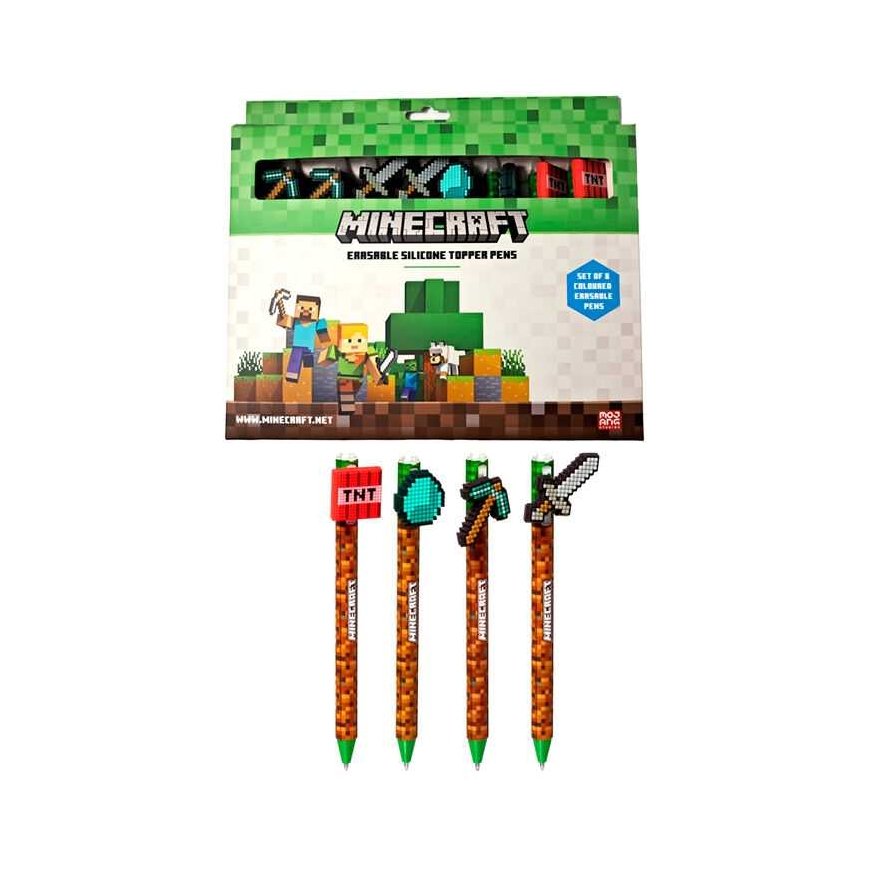 Puckator Minecraft 8 krāsainu dzēšamo pildspalvu
