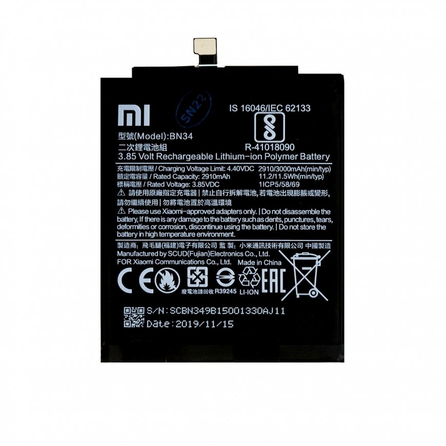 BN34 Xiaomi Original Battery 3000mAh (Service Pack)
