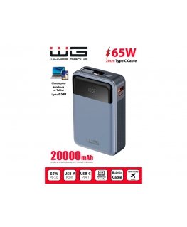 WG - Ulkoinen akku 20000 mAh, USB-C PD 65W, musta