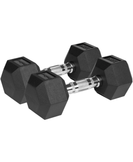 Ketaus kumilla päällystetyt käsipainot HEX 2x7,5kg REBEL ACTIVE