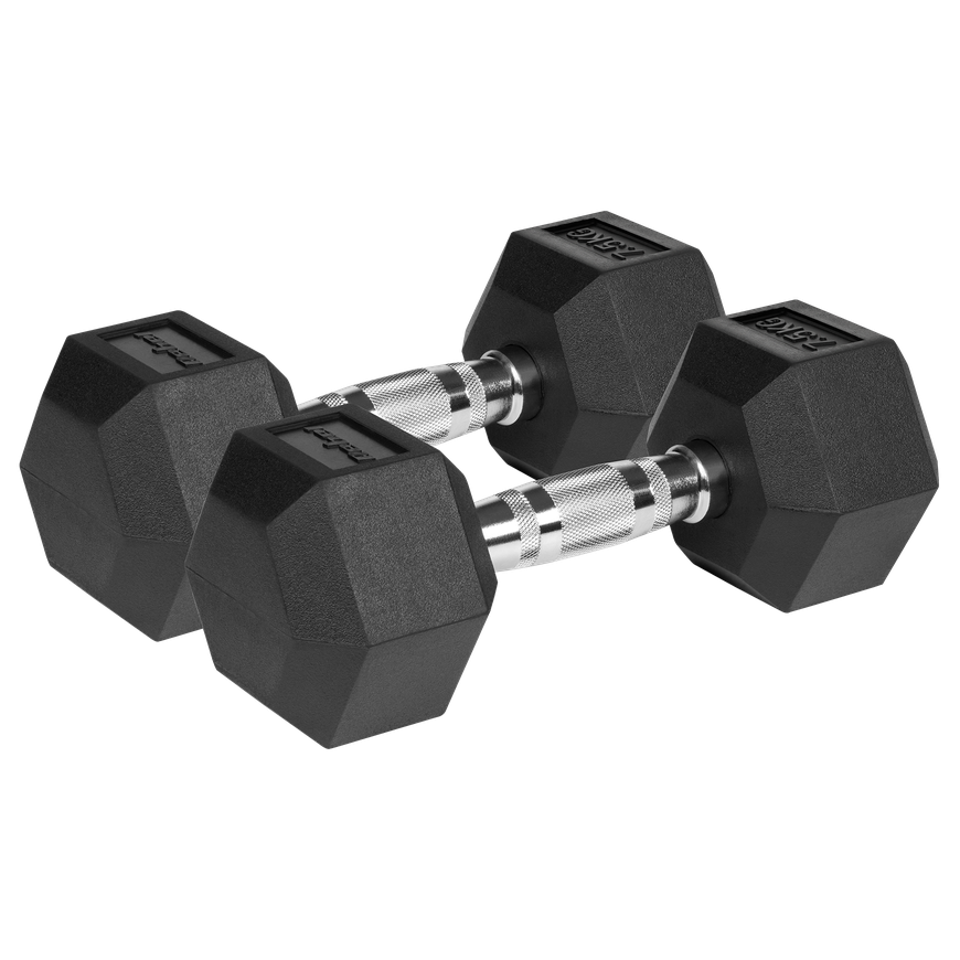Cast iron rubber-coated dumbbells HEX 2x7.5kg REBEL ACTIVE