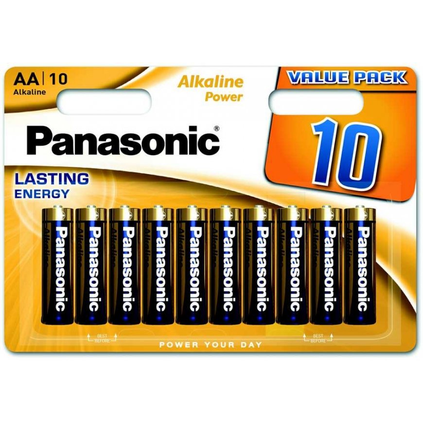 Ühekordsed aluselised patareid, sõrmele, AA, 1,5 V, „Panasonic“, blistripakendis, 10 tk pakendis, aluselised patareid – 2