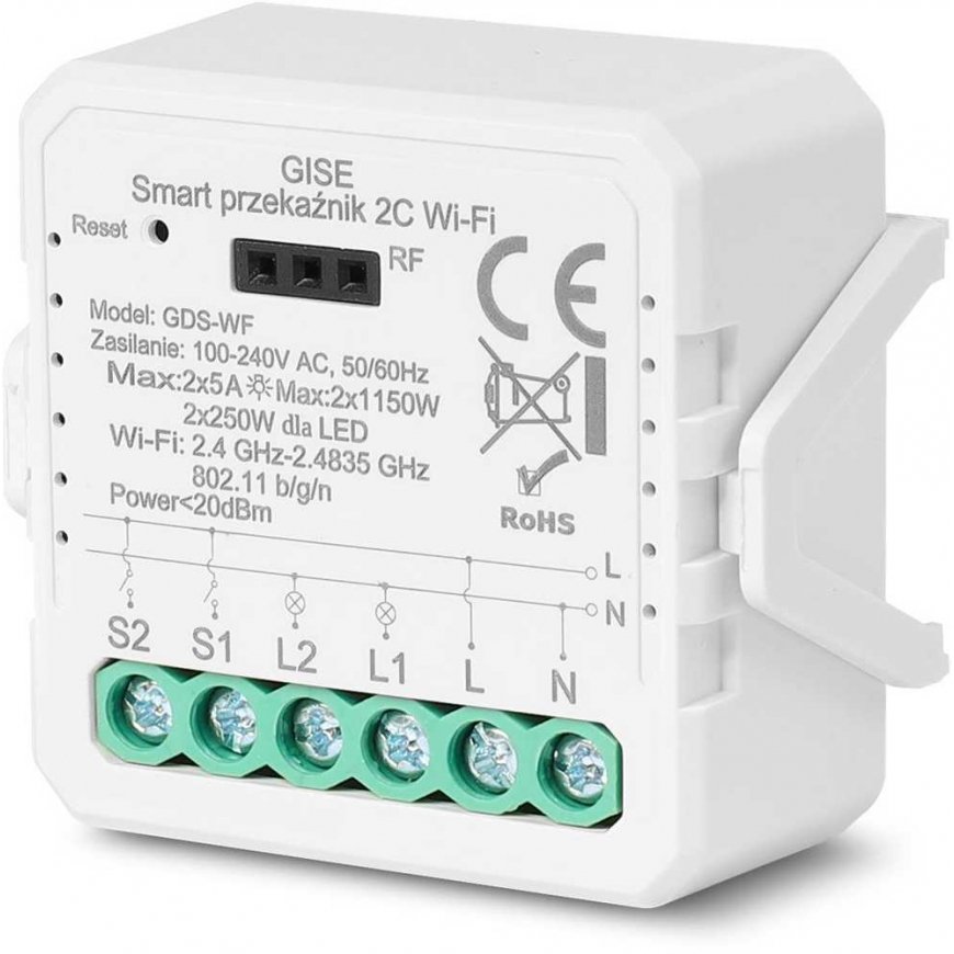 GISE nutikas kahekordne „WiFi“ relee moodul | Tuya | GDS-WF – 3