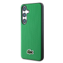 Lacoste ikoniskais Petit Pique Woven Logo MagSafe vāks, kas paredzēts Samsung Galaxy S25 zaļā krāsā