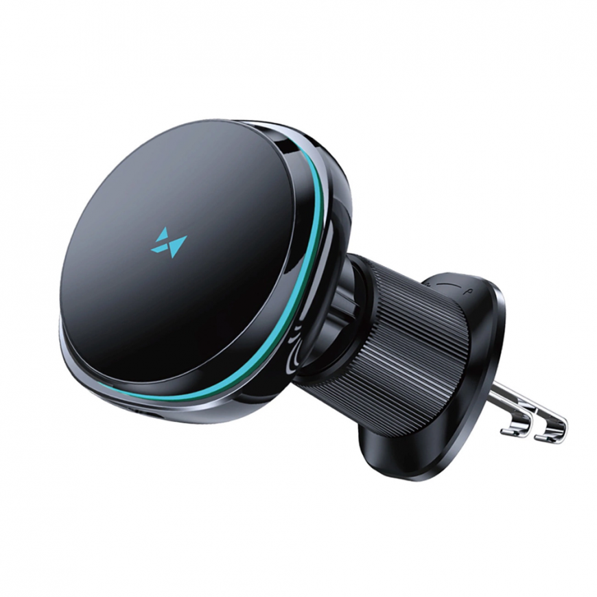 Wozinsky WCT5-Q6S2Y auto turētājs ar Qi MagSafe 15W induktīvo lādētāju ventilācijas restēm ar ventilatoru - Melns