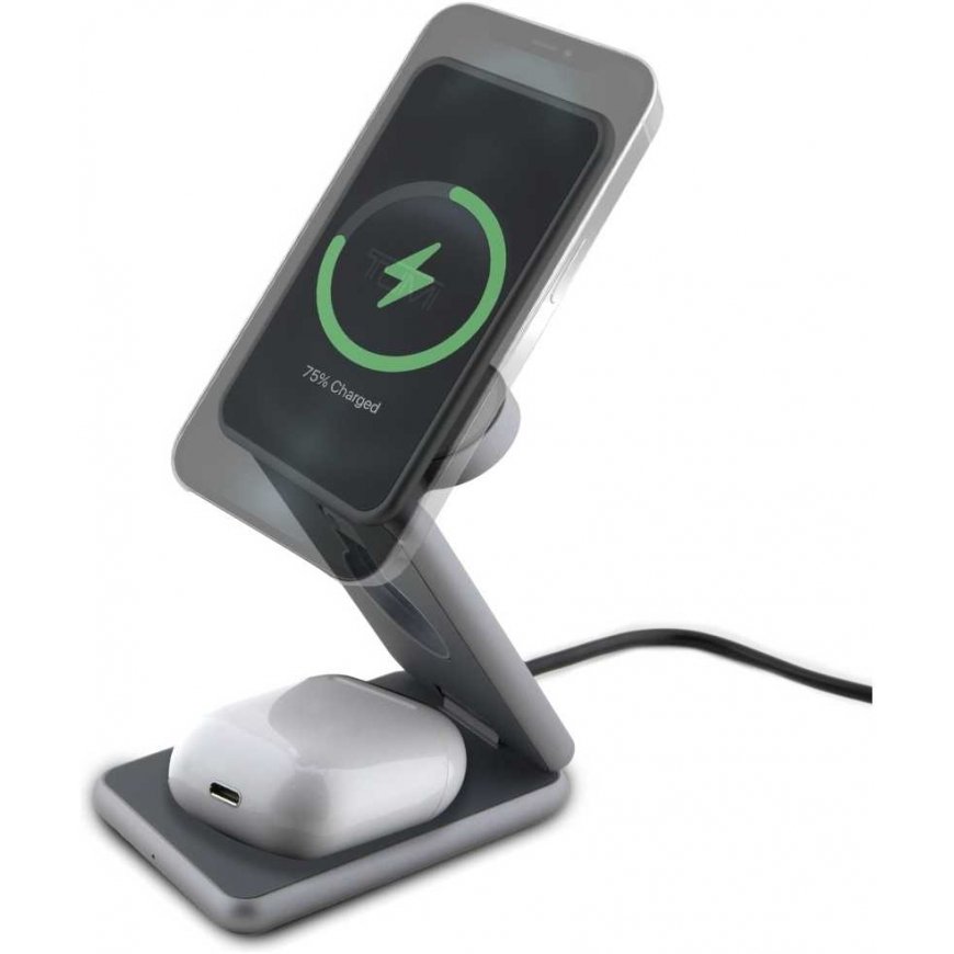 TUMI Foldable 3in1 15W Wireless Charger + Gray Case – 3