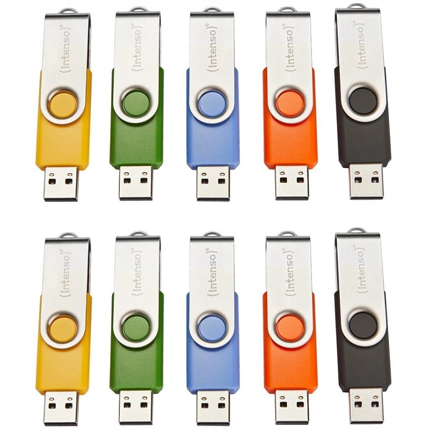 Intenso Basic Line USB atmintukas 16 GB USB A tipo 2.0 Juoda, Mėlyna, Žalia, Oranžinė, Geltona