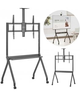 TV alus/veokimisseade Maclean, kaamera riiul, ratastel, 55-100", maks. koormus 120 kg/10 kg riiul, maks. VESA 900x600, must,