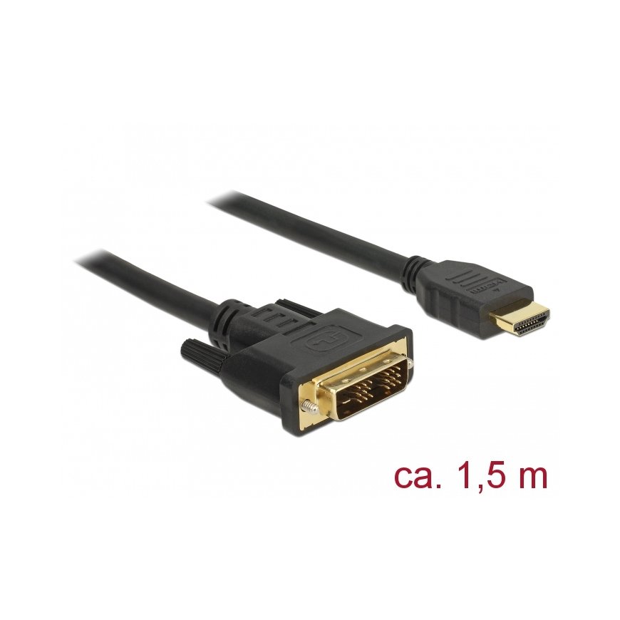 DeLOCK 85583 видео кабель адаптер 1,5 m DVI-D HDMI Тип A (Стандарт) Черный