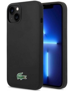 Lacoste Liquid Silicone Microfiber Croc Logo MagSafe -kotelo iPhone 14, 15, 16 mustana