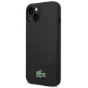Lacoste Liquid Silicone Microfiber Croc Logo MagSafe vāciņš iPhone 14, 15, 16 melnā krāsā