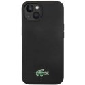 Чехол Lacoste Liquid Silicone Microfiber с логотипом Croc MagSafe для iPhone 14, 15, 16 черного цвета