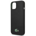 Lacoste Liquid Silicone Microfiber Croc Logo MagSafe vāciņš iPhone 14, 15, 16 melnā krāsā