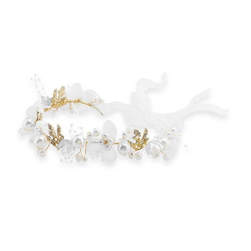 Fancy pearl headband with flowers