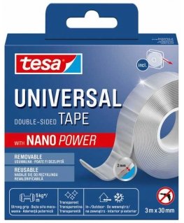 Dvipusējs līmējošs lentas Tesa Universal, dvipusējs, 3 m x 3 cm